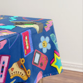 80's Pattern 01.w Blauw BG Tafelkleed (Voorbeeld)