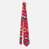 80's Pattern 01.w Rood BG Stropdas (Achterkant)