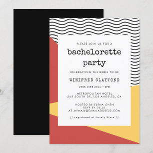 80s Pop art Memphis stijl Bachelorette Party Kaart