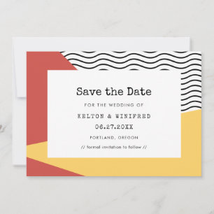 80s Pop art Memphis stijl bruiloft Save The Date