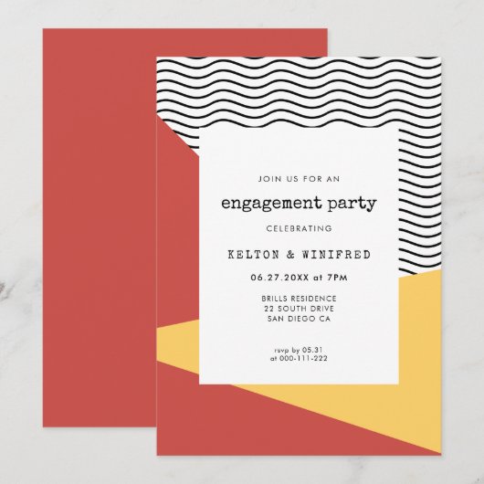 80s Pop art Memphis stijl verlovingsfeest Kaart (Voorkant / Achterkant)