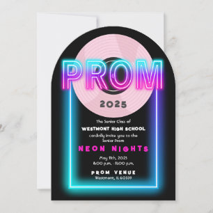 80's Prom Theme Invitation Kaart