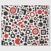 80s Red & White Geometric Pattern Retro Cadeaupapier (Vlak)