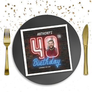 80s Retro 40e verjaardag Neon Sign Aangepaste foto Servet