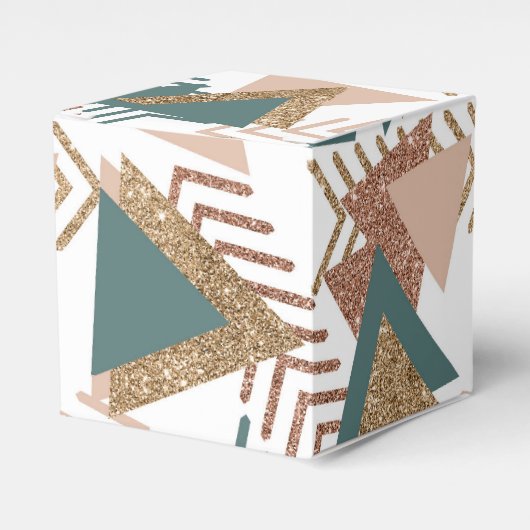 80s Retro Abstract | 70s Groen en Goud Palet Bedankdoosjes (Voorkant Zijde)