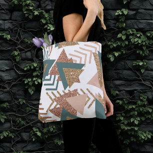 80s Retro Abstract 70s Groen en Goud Palet Draagtas