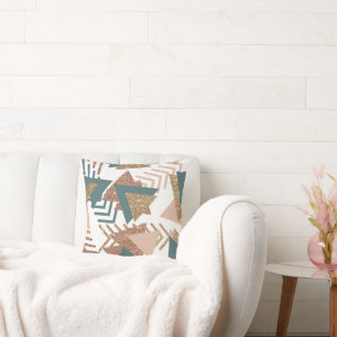 80s Retro Abstract   70s Groen en Goud Palet Kussen