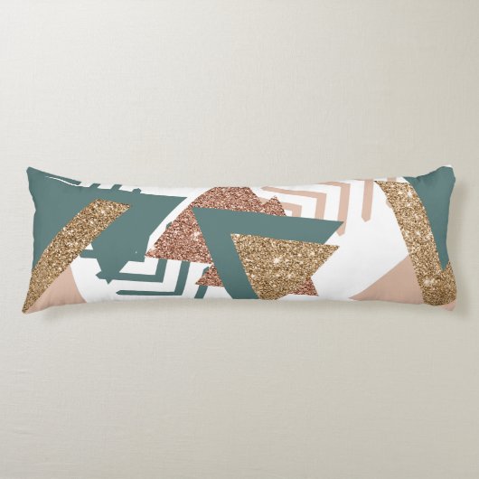 80s Retro Abstract | 70s Groen en Goud Palet Lichaamskussen (Voorkant)