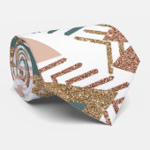 80s Retro Abstract | 70s Groen en Goud Palet Stropdas (Opgerold)