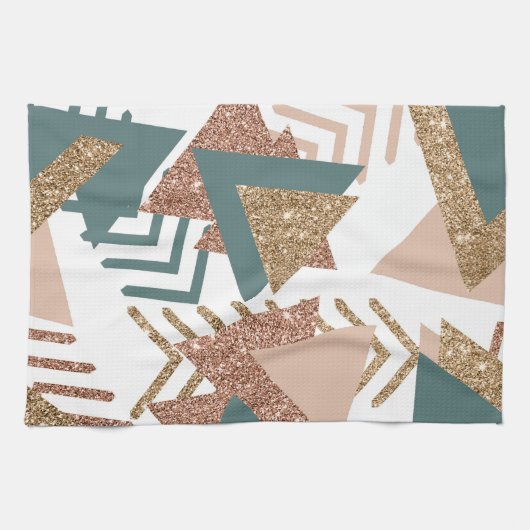 80s Retro Abstract | 70s Groen en Goud Palet Theedoek (Horizontaal)