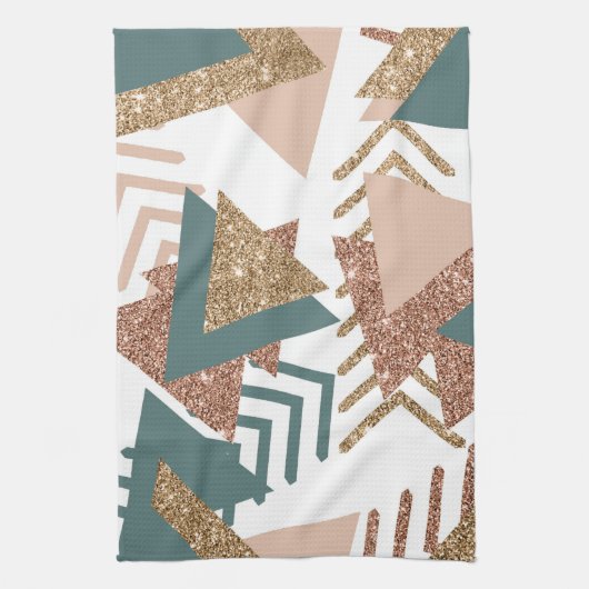 80s Retro Abstract | 70s Groen en Goud Palet Theedoek (Verticaal)