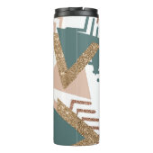 80s Retro Abstract | 70s Groen en Goud Palet Thermosbeker (Achterkant)