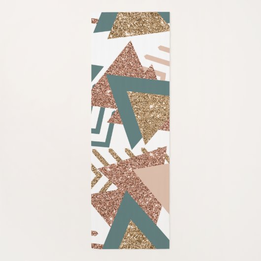 80s Retro Abstract | 70s Groen en Goud Palet Yogamat (Achterkant)