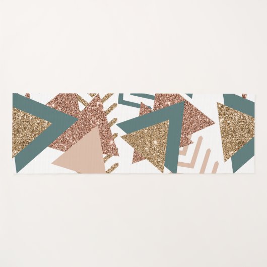 80s Retro Abstract | 70s Groen en Goud Palet Yogamat (Voorkant (horizontaal))