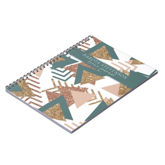 80s Retro Abstract | 70s Groene en Gouden Douane Notitieboek (Linkerzijde)