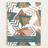 80s Retro Abstract | 70s Groene en Gouden Douane Planner (Voorkant)