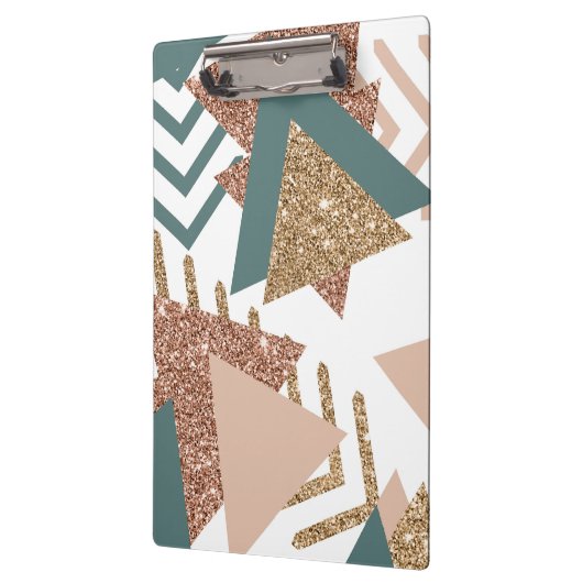 80s Retro Abstract | Avocado groen en Roos goud Klembord (Links)