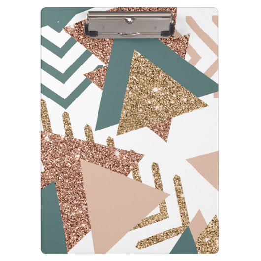 80s Retro Abstract | Avocado groen en Roos goud Klembord (Voorkant)