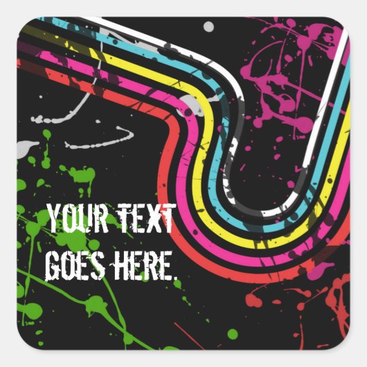 80's Retro Anniversaire fête en faveur autocollant (Devant)