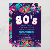 80s Retro Birthday Party Kaart (Voorkant / Achterkant)