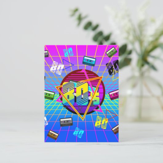 80's Retro Cassettebandje Old School Briefkaart (Staand voorkant)