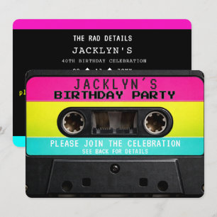 80's Retro Cassetterecord Verjaardagsuitnodiging N Kaart