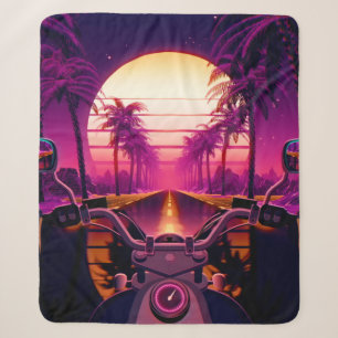 80s retro futuristic sci-fi achtergrond met motor sherpa deken