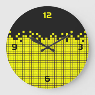 80s Retro Gamer Geek Gele Pixels Grote Klok