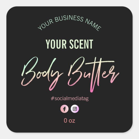 80's Retro gekleurde Script Body Butter Labels (Voorkant)
