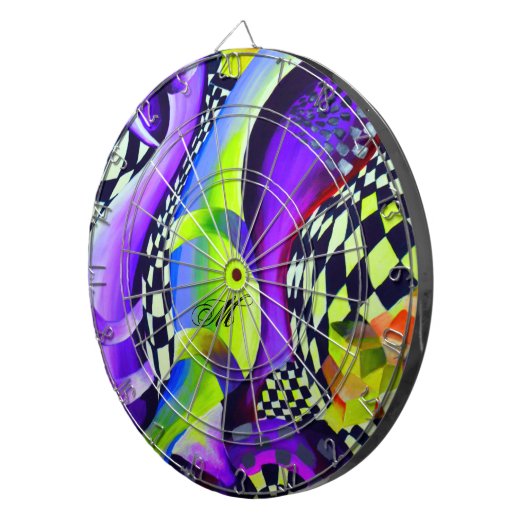 80's Retro Geometric Pattern Dartbord (Voorkant Rechts)