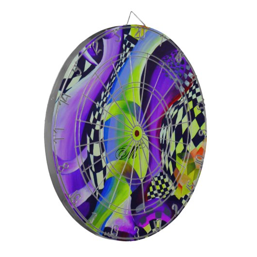 80's Retro Geometric Pattern Dartbord (Voorkant Links)