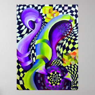 80's Retro Geometric Pattern Poster