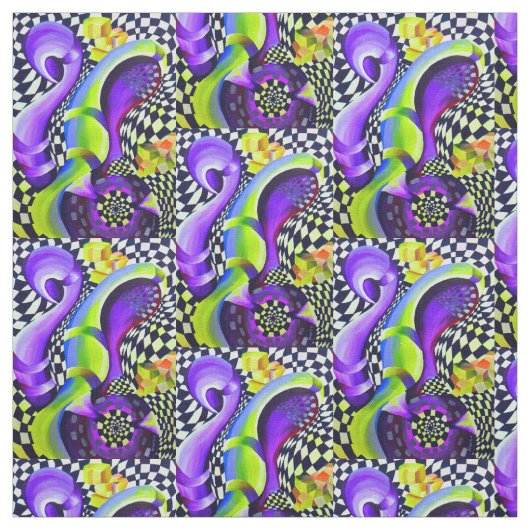 80's Retro Geometric Pattern Stof (Swatch)