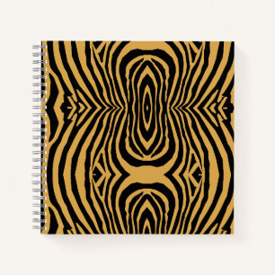 80S RETRO GOUD & ZWART DIER PRINT STRIPE PATROON NOTITIEBOEK