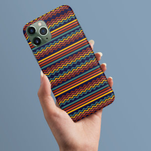 80s retro kleurrijke stripe zigzag abstract patroo iPhone 13 hoesje