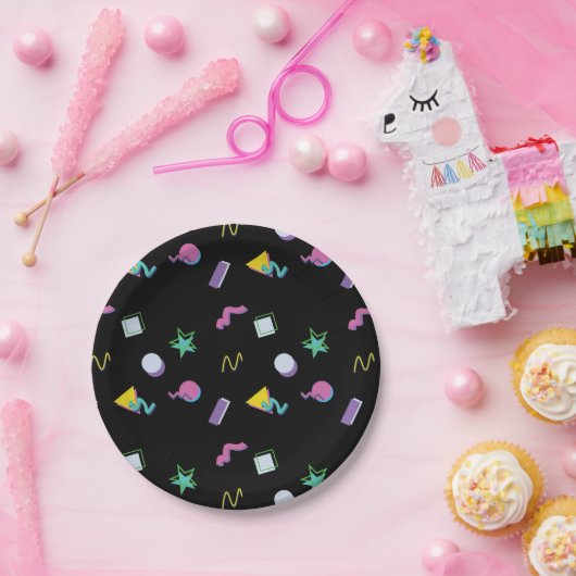 80s Retro Memphis Pop Pattern Papieren Bordje (Feest)