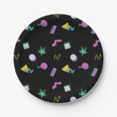 80s Retro Memphis Pop Pattern Papieren Bordje (Voorkant)