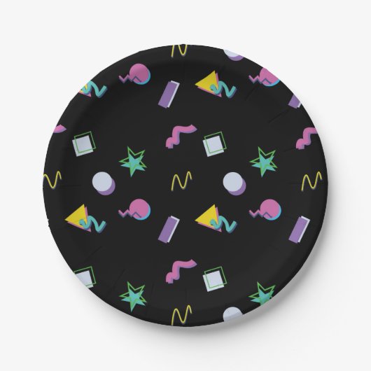 80s Retro Memphis Pop Pattern Papieren Bordje (Voorkant)