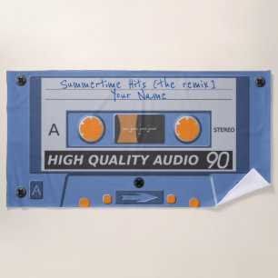 80s retro-muziekcassette (mixtape) strandlaken
