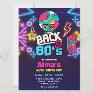 80s Retro Neon 40e verjaardag Kaart