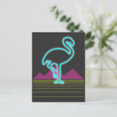 80's retro neon roze flamingo bird briefkaart (Staand voorkant)