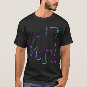 80s Retro Neon Teken Pit Bull Dog T-shirt