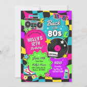 80s Retro Neon Verjaardag Uitnodiging (Voorkant)