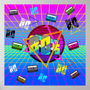80's RETRO OLD SCHOOL CASSETTEBANDJE Poster
