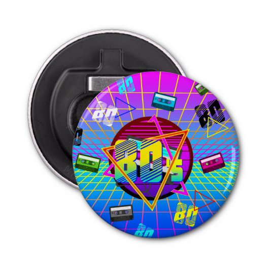 80's RETRO OUDE SCHOOL-CASSETTEBANDJE Button Flesopener (Voorkant)