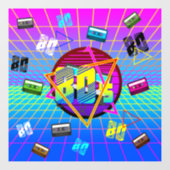 80's RETRO OUDE SCHOOL-CASSETTEBANDJE Raamsticker (Vel)