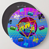 80's RETRO OUDE SCHOOL-CASSETTEBANDJE Ronde Button 6,0 Cm (Voorkant /achterkant)