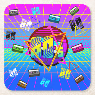 80's RETRO OUDE SCHOOL-CASSETTEBANDJE Vierkante Kartonnen Onderzetter