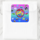 80's RETRO OUDE SCHOOL-CASSETTEBANDJE Vierkante Sticker (Tas)