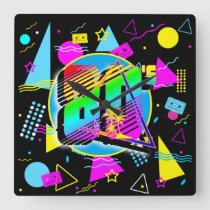 80'S RETRO  OUDE SCHOOLSTIJL VIERKANTE KLOK